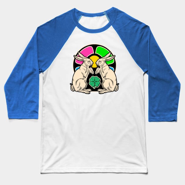 4 leaf clover and the lucky rabbit Baseball T-Shirt by Marccelus